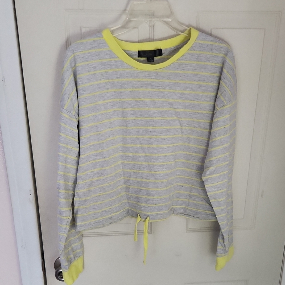 Orage Kids Striped Gray and Yellow Top